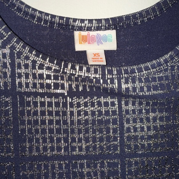 Holiday Shimmer Navy and Silver Lularoe Carly Elegance Dress - Picture 2 of 3